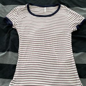 Active USA striped white blue borders athletic athleisure casual top, size S
